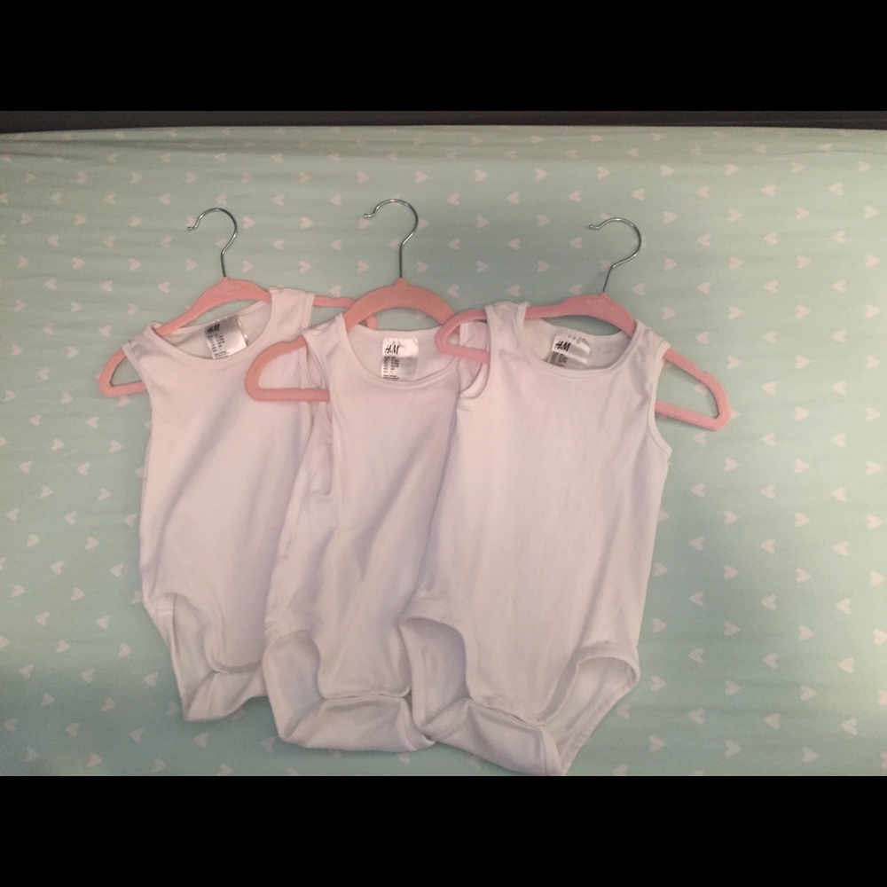 Bundle of 3 plain white tank top onesies